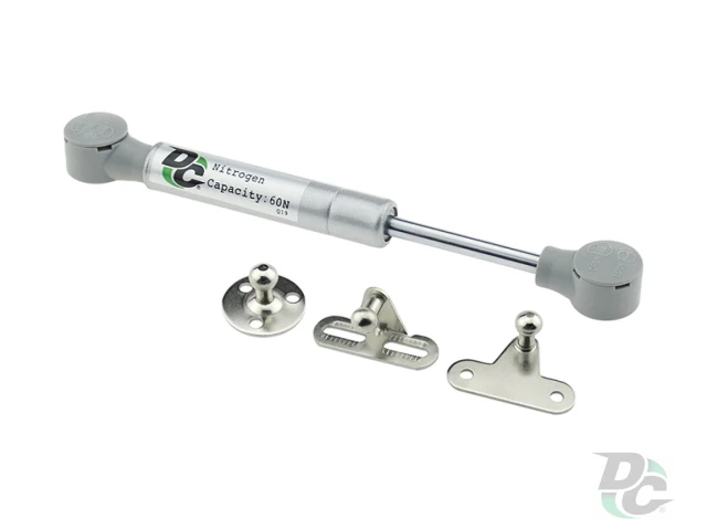 Амортизатор газовый для ДСП 60N короткий 175 мм, 3 крепления, серый 