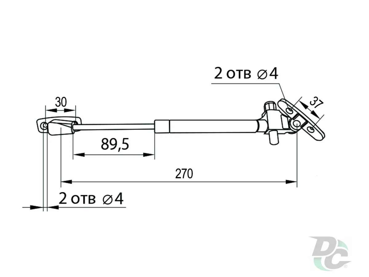 Амортизатор газовый для ДСП 60N с отбойником, серый 