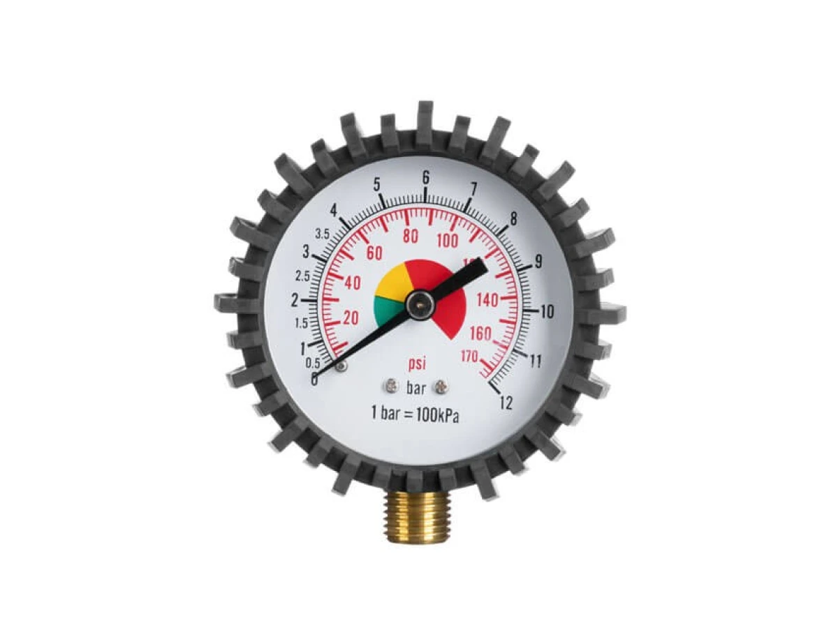 Манометр до пістолету для підкачування коліс з гумовим покриттям, діаметр 63 мм, 1/4" INTERTOOL PT-0502 