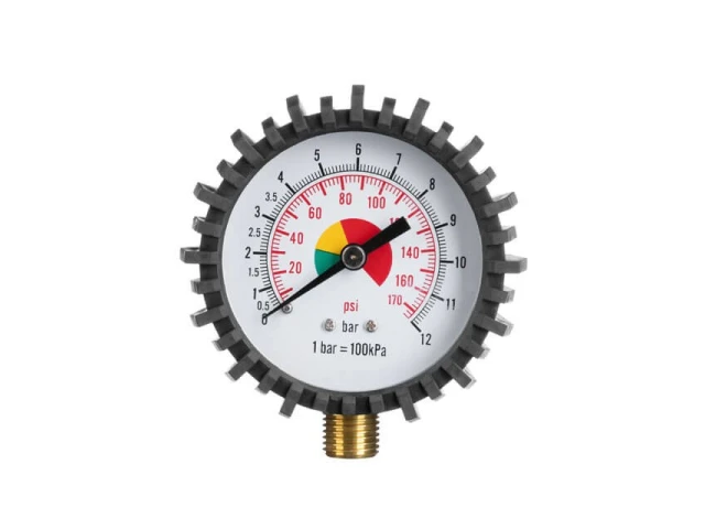 Манометр до пістолету для підкачування коліс з гумовим покриттям, діаметр 63 мм, 1/4" INTERTOOL PT-0502 