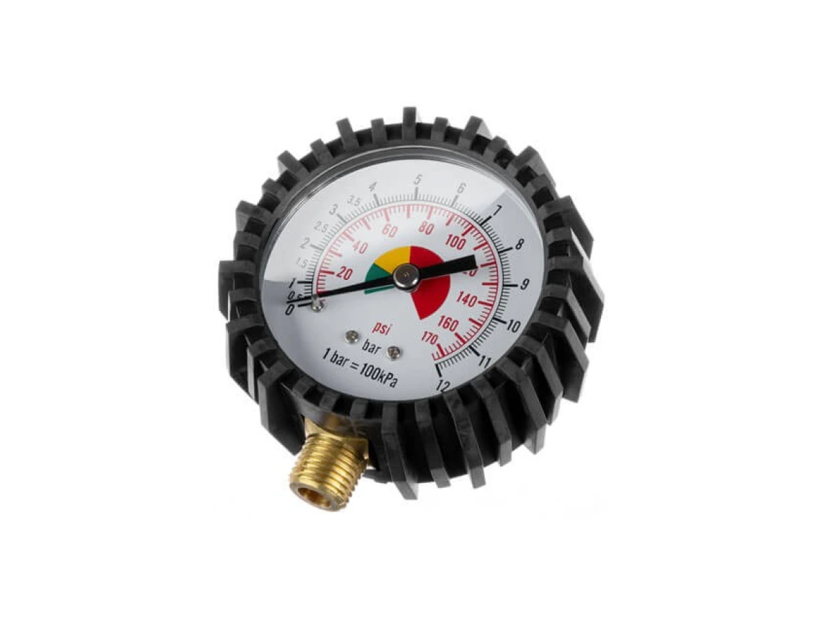 Манометр до пістолету для підкачування коліс з гумовим покриттям, діаметр 63 мм, 1/4" INTERTOOL PT-0502 