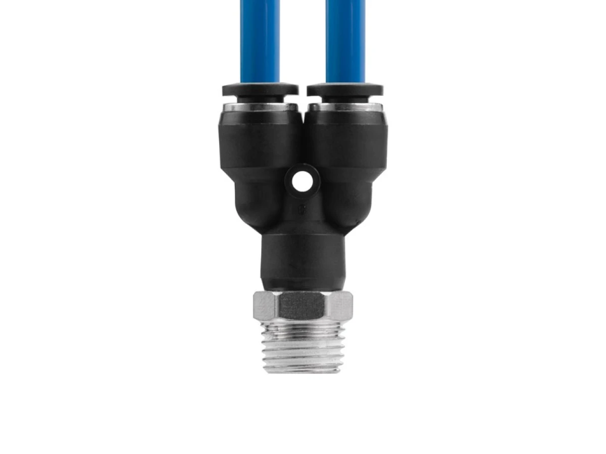 З'єднання цангове Y-подібне для поліуретанових та ін. шлангів 6*6 мм, 1/4“ зовн. різьба INTERTOOL PT-2376 