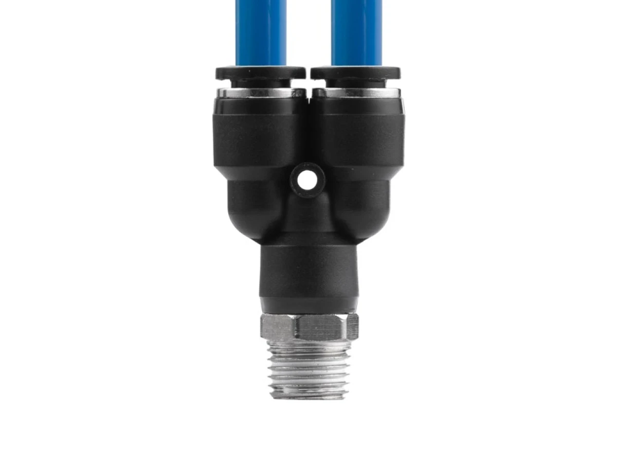 З'єднання цангове Y-подібне для поліуретанових та ін. шлангів 8*8 мм, 1/4" зовн. різьба INTERTOOL PT-2377 