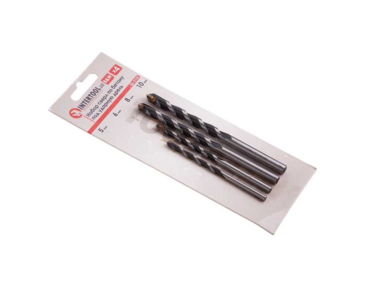 Набір свердел по бетону 4шт (5,6,8,10мм) INTERTOOL SD-0105 