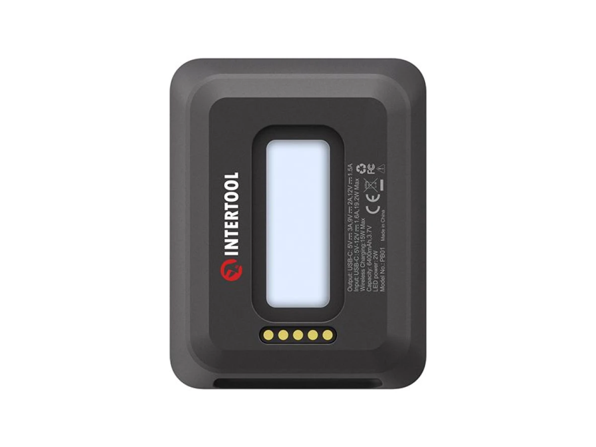 Повербанк портативный съемный, 6400 мАч/3.7 В, беспроводная зарядка макс. 15 Вт., для зарядных станций WT-7011/7012/7013, STORM INTERTOOL WT-7010 