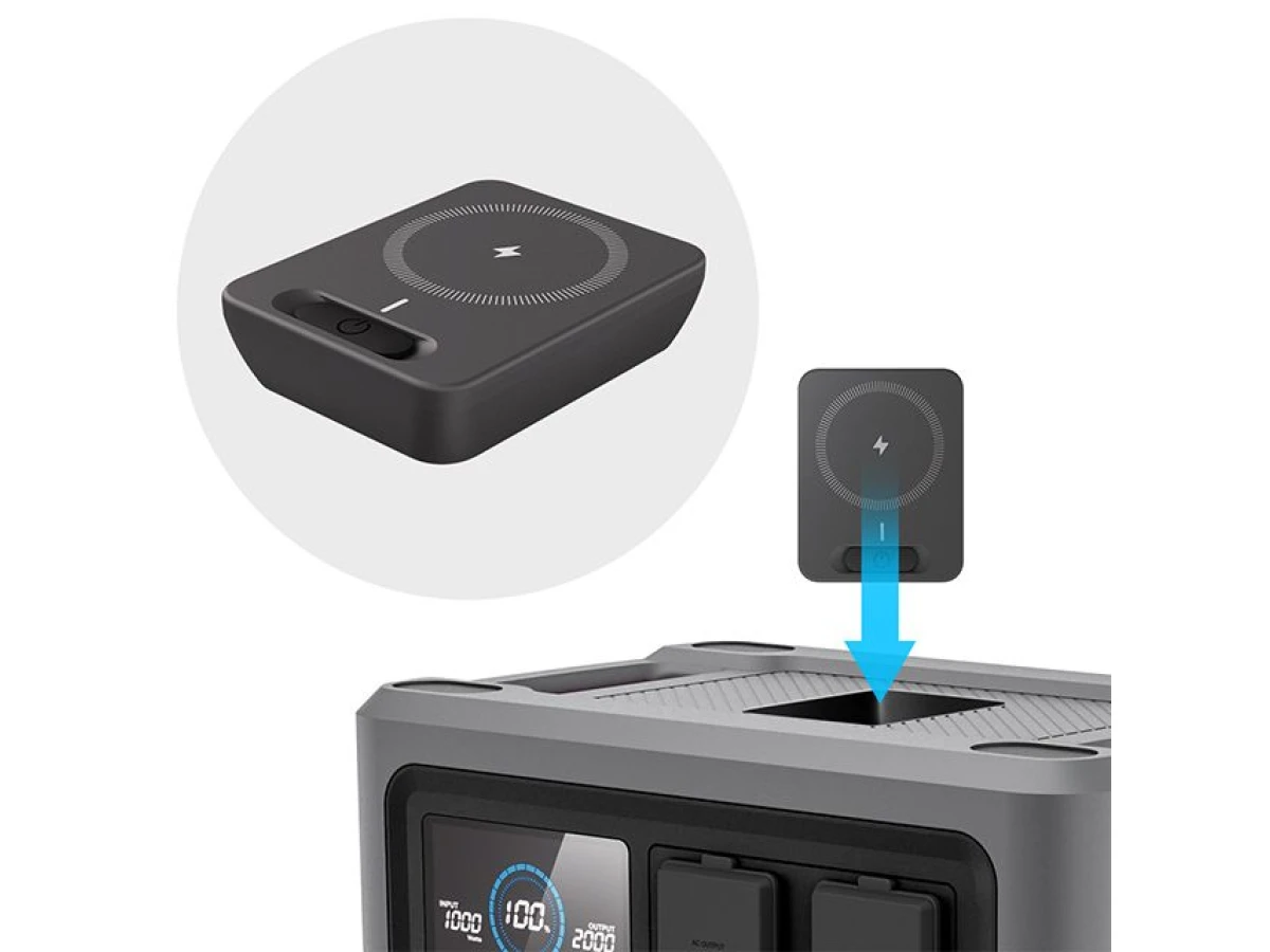 Станция зарядная портативная 1.8 кВт, 1536 Втч, LiFeP04, беспроводная зарядка, съемный повербанк, ШТОРМ INTERTOOL WT-7012 