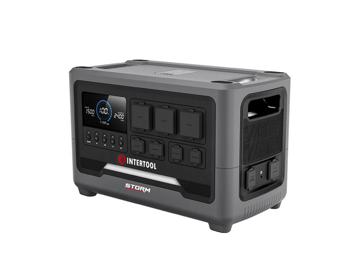 Станция зарядная портативная 2.4 кВт, 2048 Втч, LiFeP04, беспроводная зарядка, съемный повербанк, STORM INTERTOOL WT-7013 