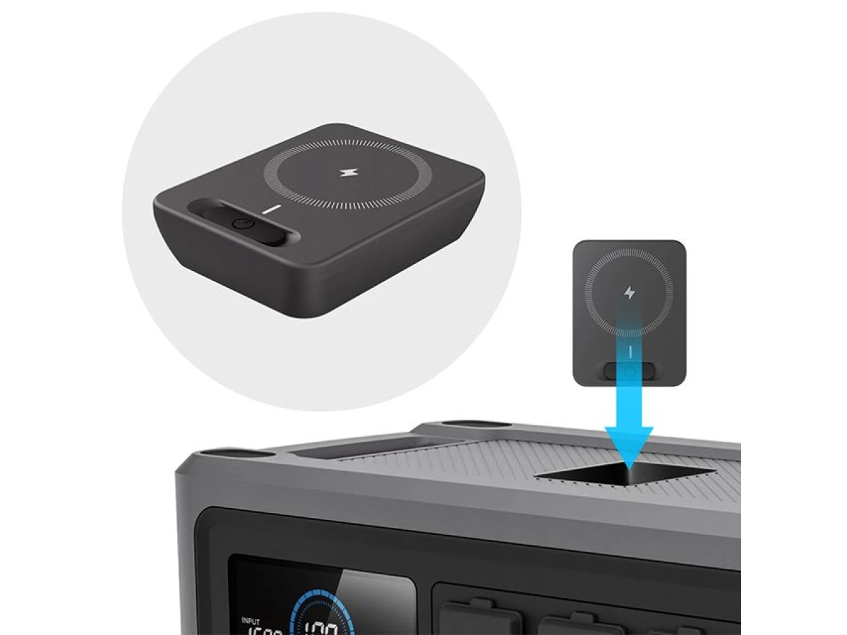 Станция зарядная портативная 2.4 кВт, 2048 Втч, LiFeP04, беспроводная зарядка, съемный повербанк, STORM INTERTOOL WT-7013 