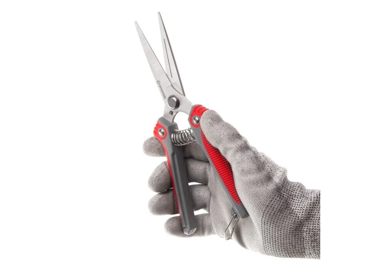 Секатор для винограду 200 мм, INOX, двокомпонентна рукоятка INTERTOOL FT-1015 