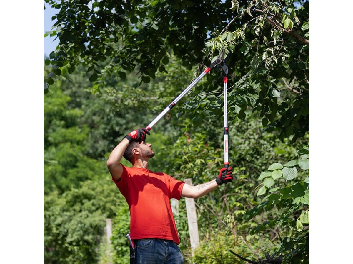 Сучкоріз садовий для обрізання гілок з храповим механізмом, з телескопічними ручками 700-1030 мм INTERTOOL FT-1118 