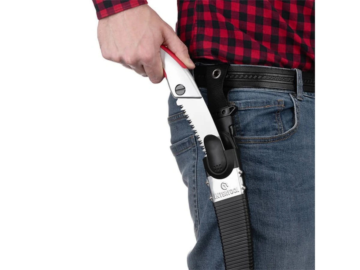 Ножівка садова вигнута 330 мм, з металевою ручкою, пластиковий чохол INTERTOOL HT-3146 