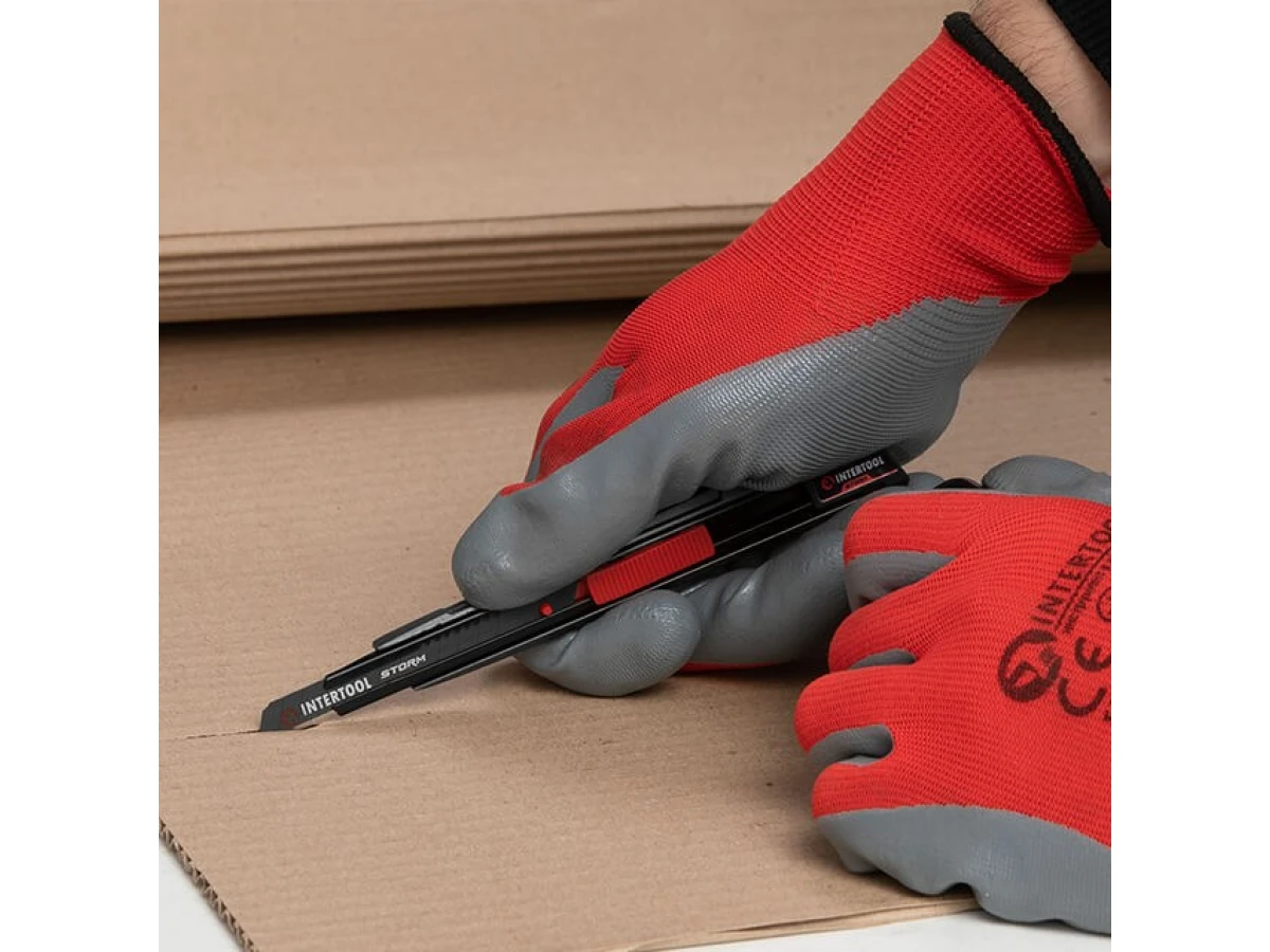 Ніж сегментний 9 мм, алюмінієвий, STORM INTERTOOL HT-0533 