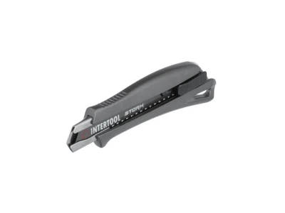 Ніж сегментний 18 мм, алюмінієва рукоятка, металева напрямна, STORM INTERTOOL HT-0534