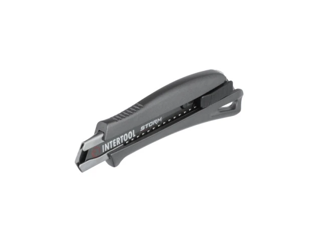 Нож сегментный 18 мм, алюминиевая рукоятка, металлическая направляющая, STORM INTERTOOL HT-0534 