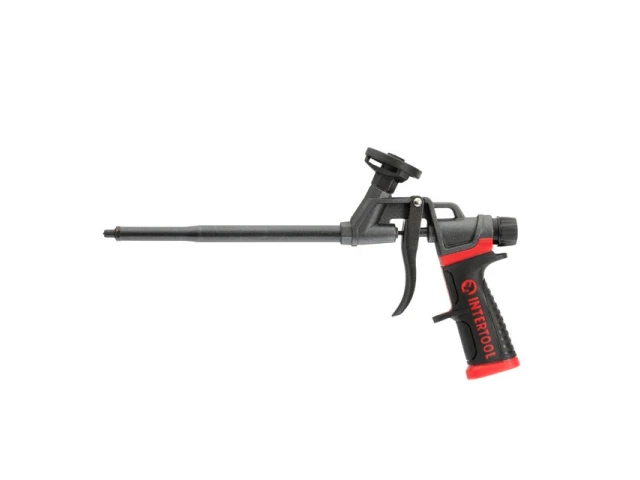 Пистолет для монтажной пены с полным тефлоновым покрытием профессиональный + 4 насадки INTERTOOL PT-0610 