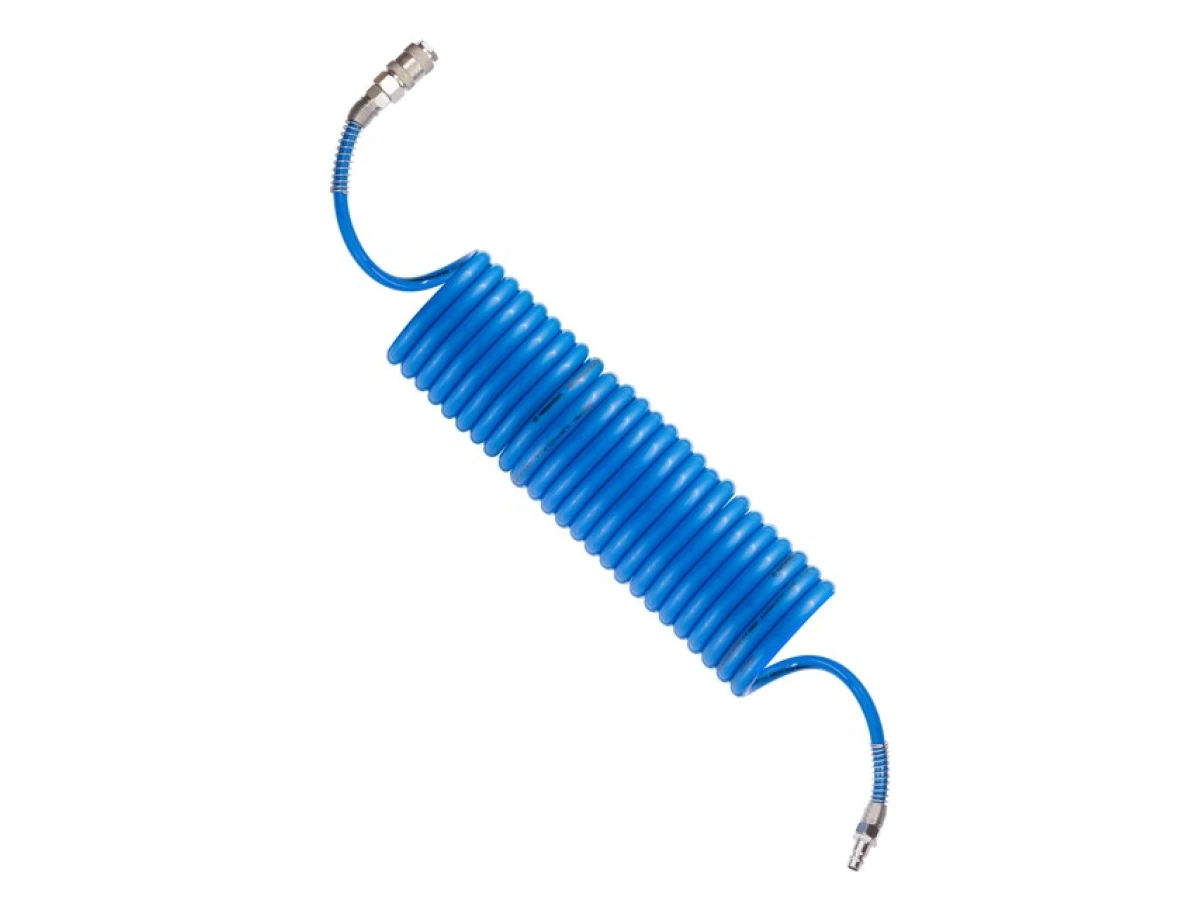 Шланг спиральный полиуретановый 6.5*10 мм, 5м с быстроразъемными соединениями INTERTOOL PT-1710 