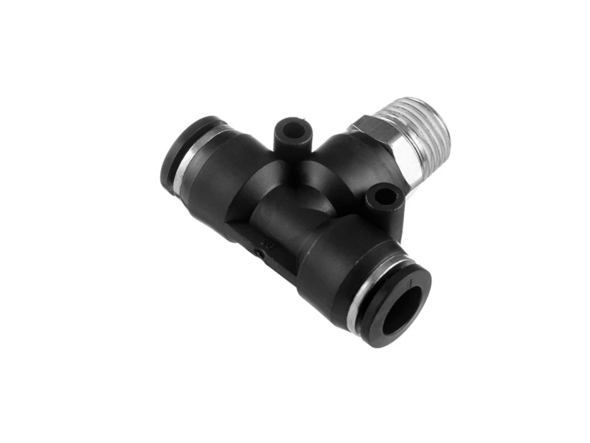 З'єднання цангове Т-подібне для поліуретанових та ін. шлангів 8*8 мм, 1/4" зовн. різьба INTERTOOL PT-2352 