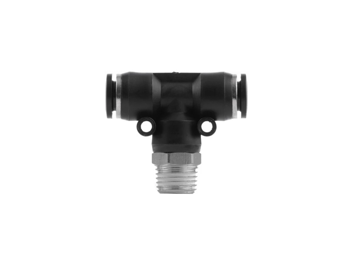 З'єднання цангове Т-подібне для поліуретанових та ін. шлангів 8*8 мм, 1/4" зовн. різьба INTERTOOL PT-2352 