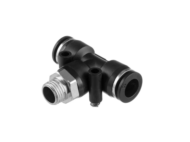 З'єднання цангове Т-подібне для поліуретанових та ін. шлангів 10*10 мм, 1/4" зовн. різьба INTERTOOL PT-2353 