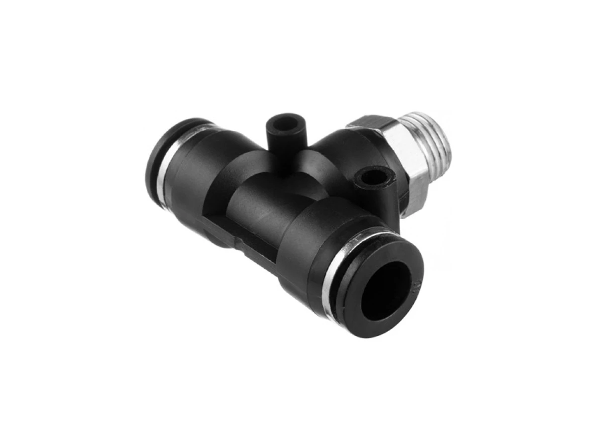 З'єднання цангове Т-подібне для поліуретанових та ін. шлангів 10*10 мм, 1/4" зовн. різьба INTERTOOL PT-2353 