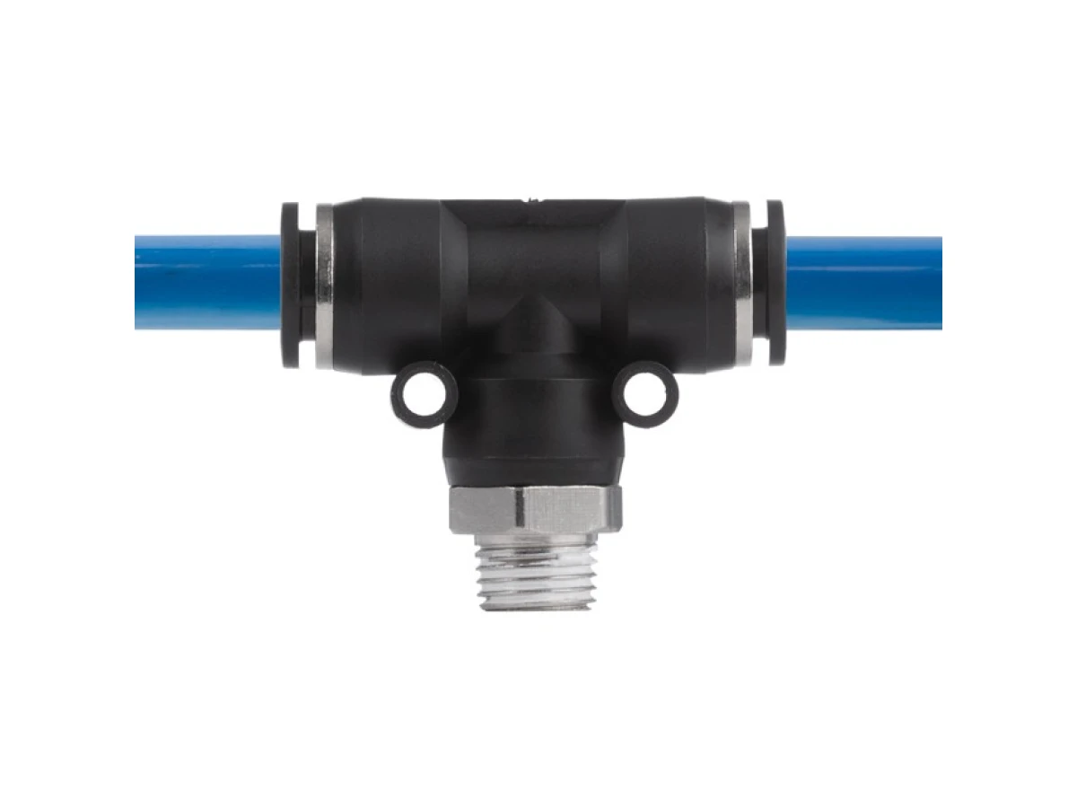 З'єднання цангове Т-подібне для поліуретанових та ін. шлангів 10*10 мм, 1/4" зовн. різьба INTERTOOL PT-2353 