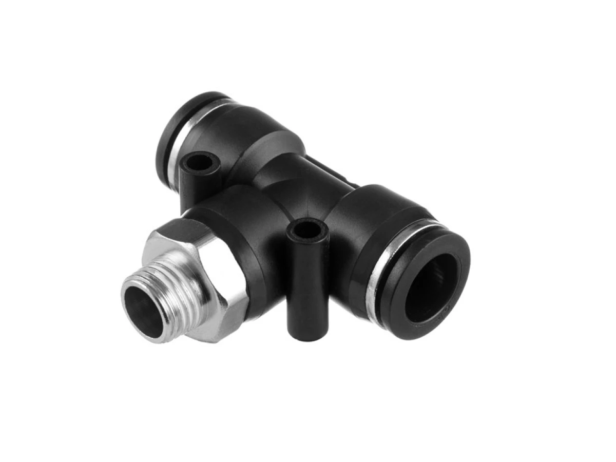 З'єднання цангове Т-подібне для поліуретанових та ін. шлангів 12*12 мм, 1/4" зовн. різьба INTERTOOL PT-2354 