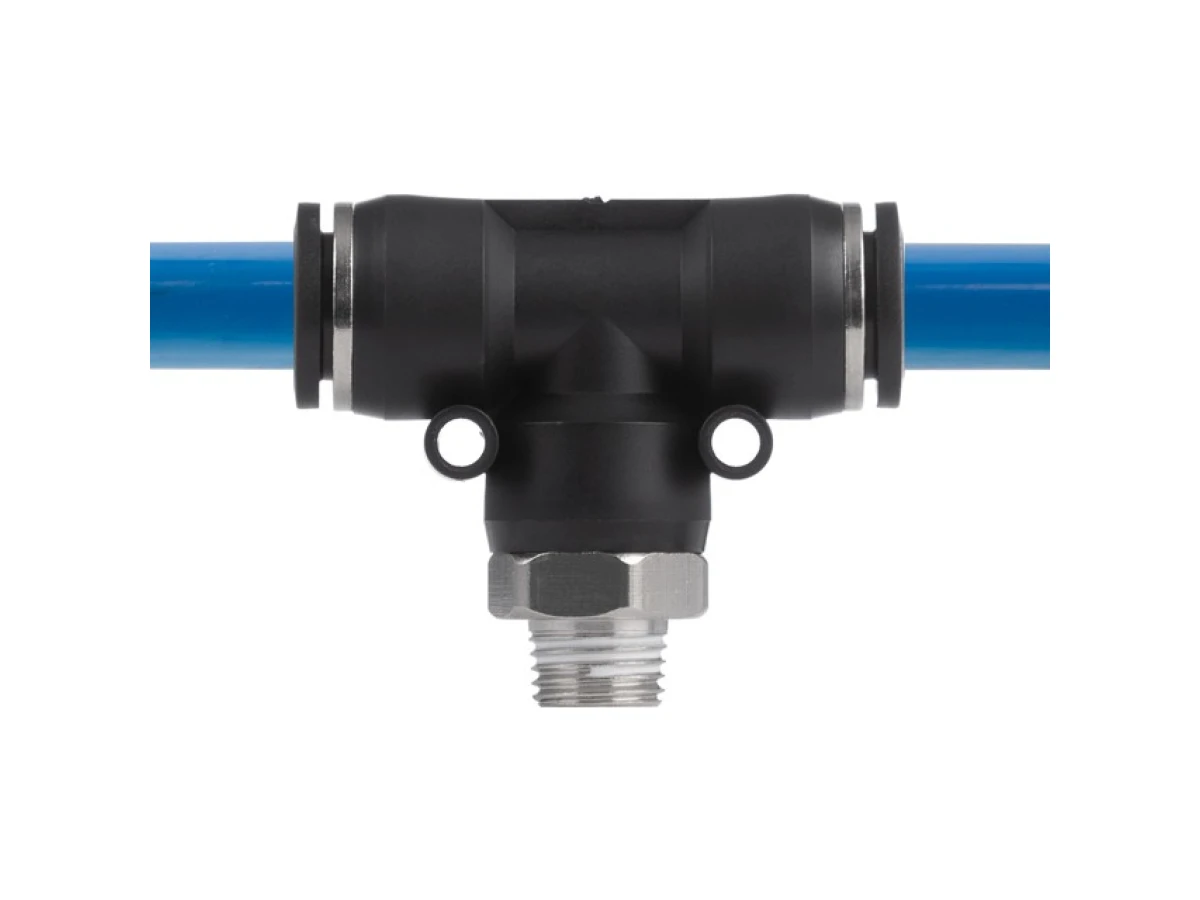 З'єднання цангове Т-подібне для поліуретанових та ін. шлангів 12*12 мм, 1/4" зовн. різьба INTERTOOL PT-2354 