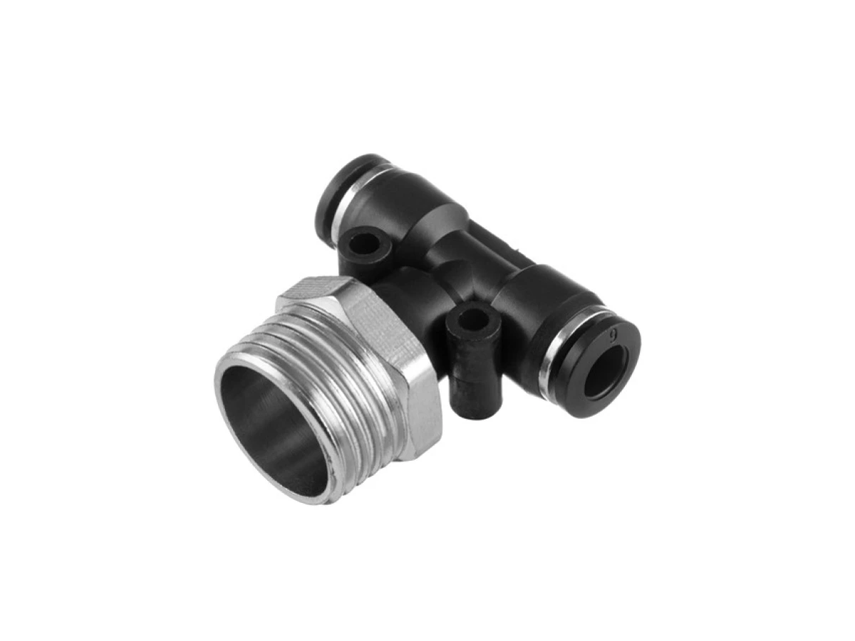 З'єднання цангове Т-подібне для поліуретанових та ін. шлангів 6*6 мм, 1/2" зовн. різьба INTERTOOL PT-2361 