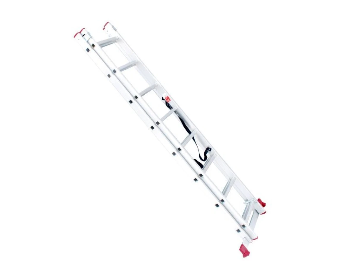 Лестница алюминиевая, 2-х секционная универсальная раскладная, 2*8 ступ., 3,69 м INTERTOOL LT-0208 