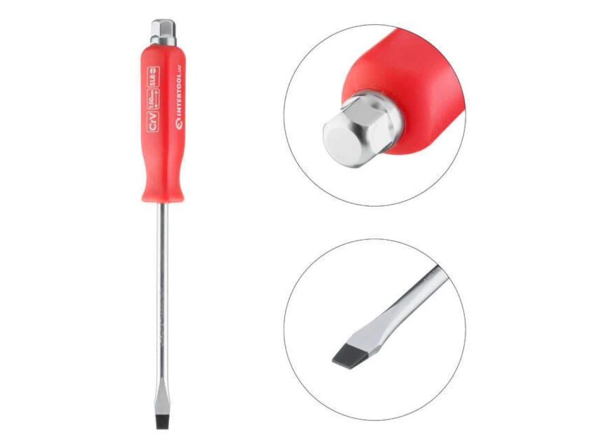 Викрутка шліцева SL8*150 мм, CrV INTERTOOL HT-0484 