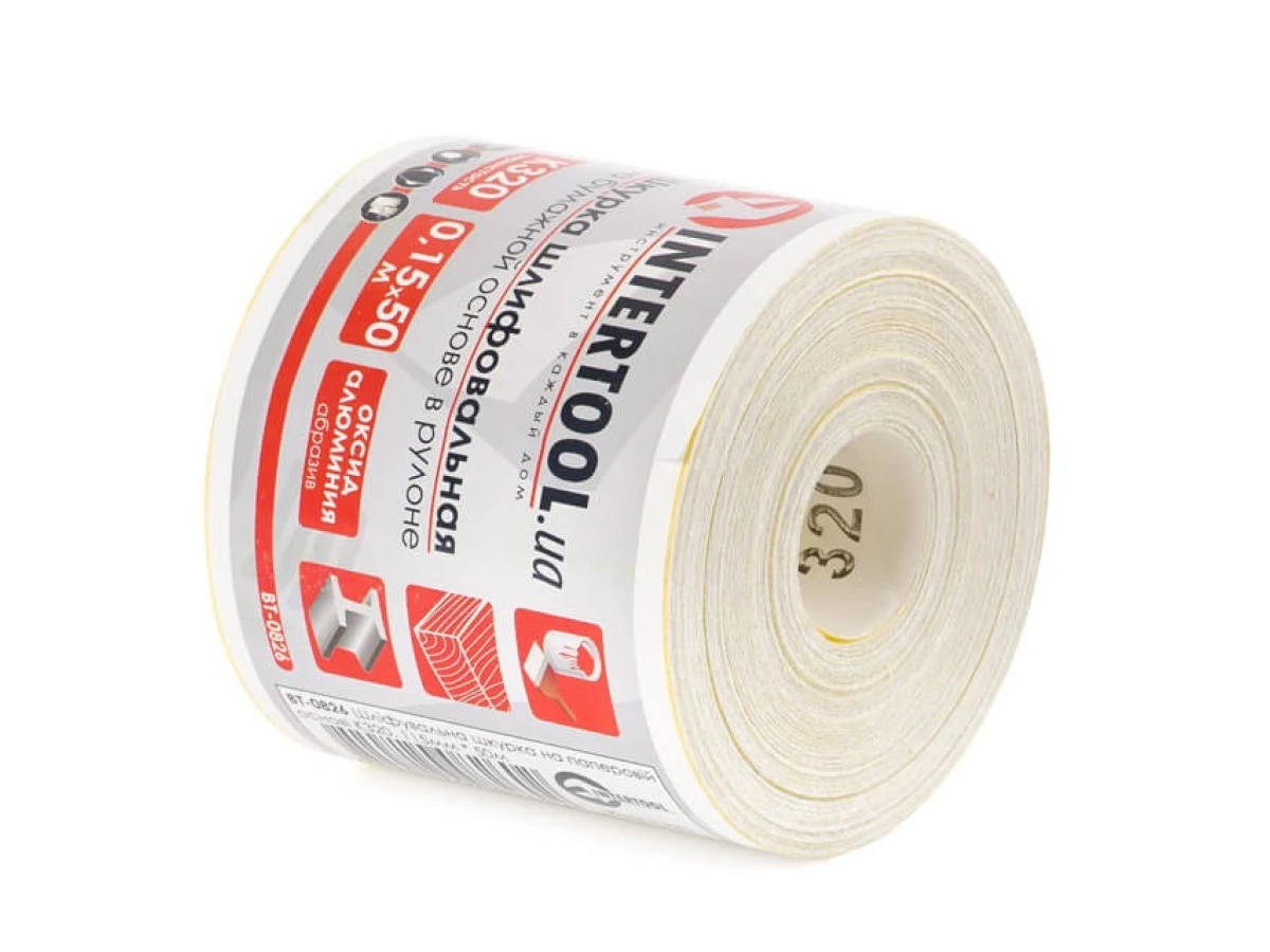 Шлифовальная шкурка на бумажной основе К320, 115 мм * 50 м INTERTOOL BT-0826 