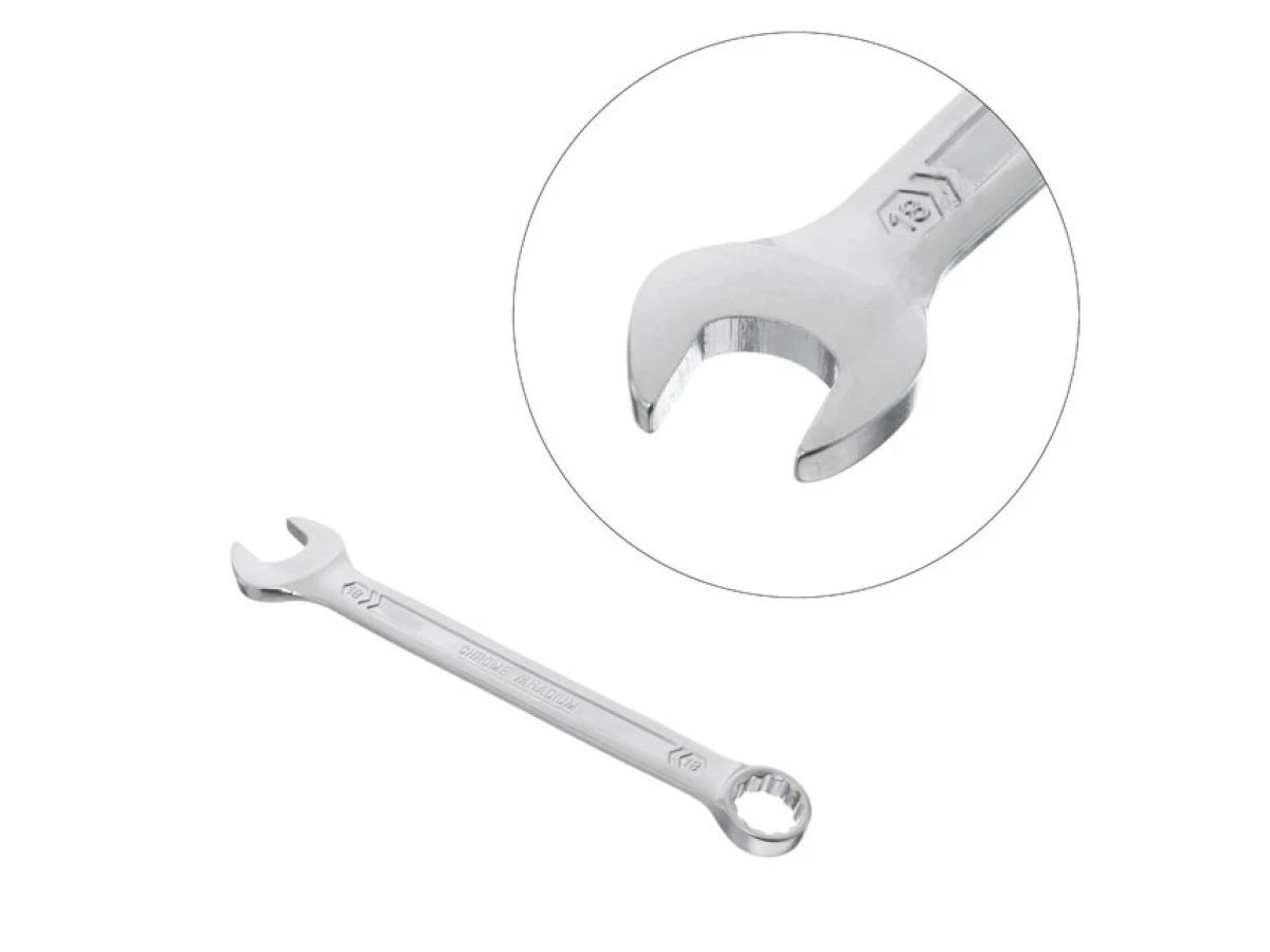 Ключ комбінований 18 мм, CrV, покриття Сатин-хром PROF DIN3113 INTERTOOL XT-1018 