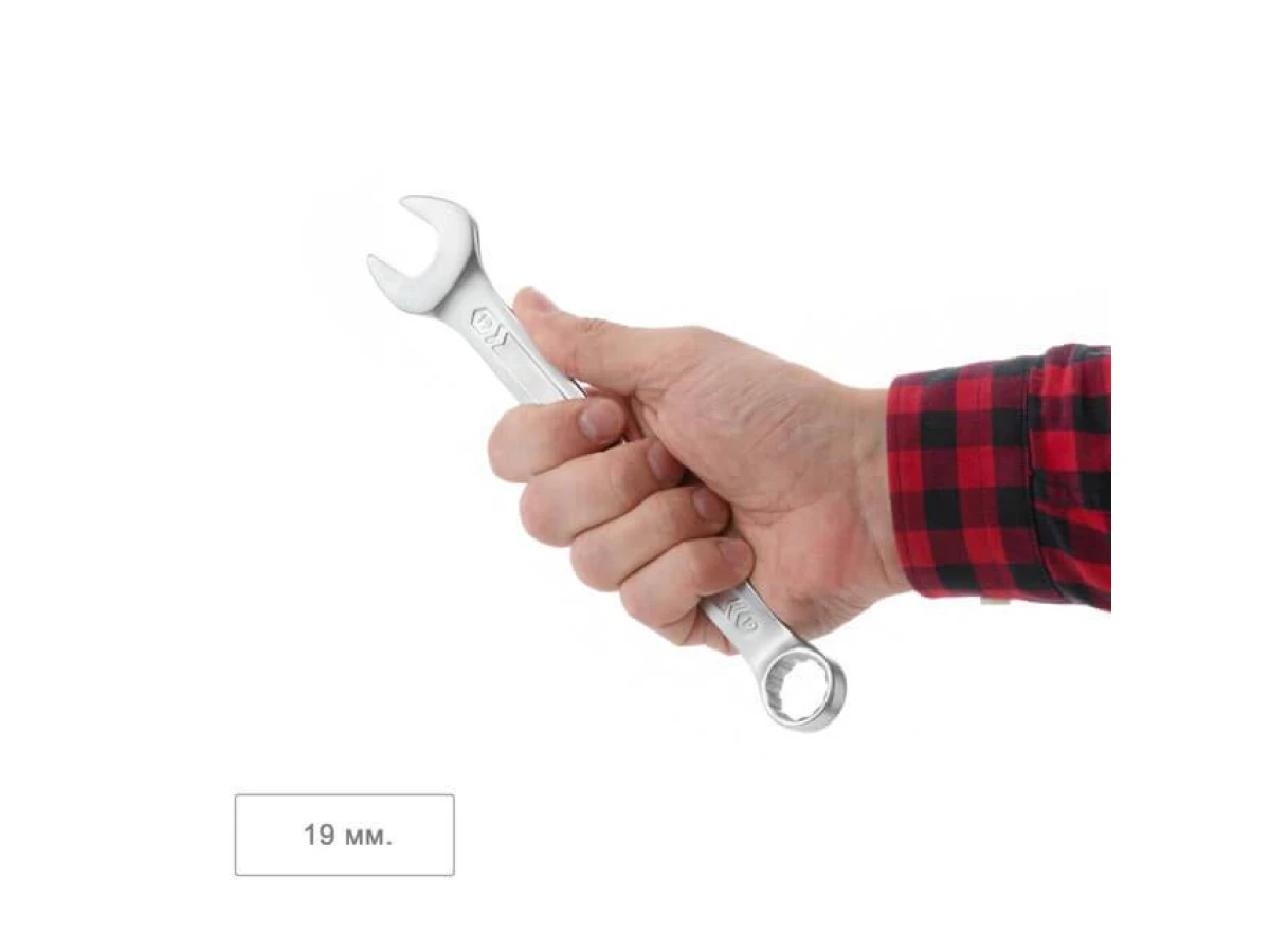 Ключ комбінований 19 мм, CrV, покриття Сатин-хром PROF DIN3113 INTERTOOL XT-1019 