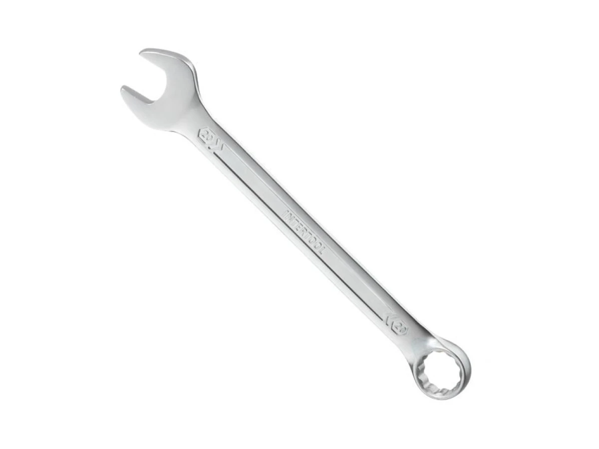 Ключ комбинированный 20мм Cr-V, покрытие сатин-хром; PROF DIN3113 INTERTOOL XT-1020 