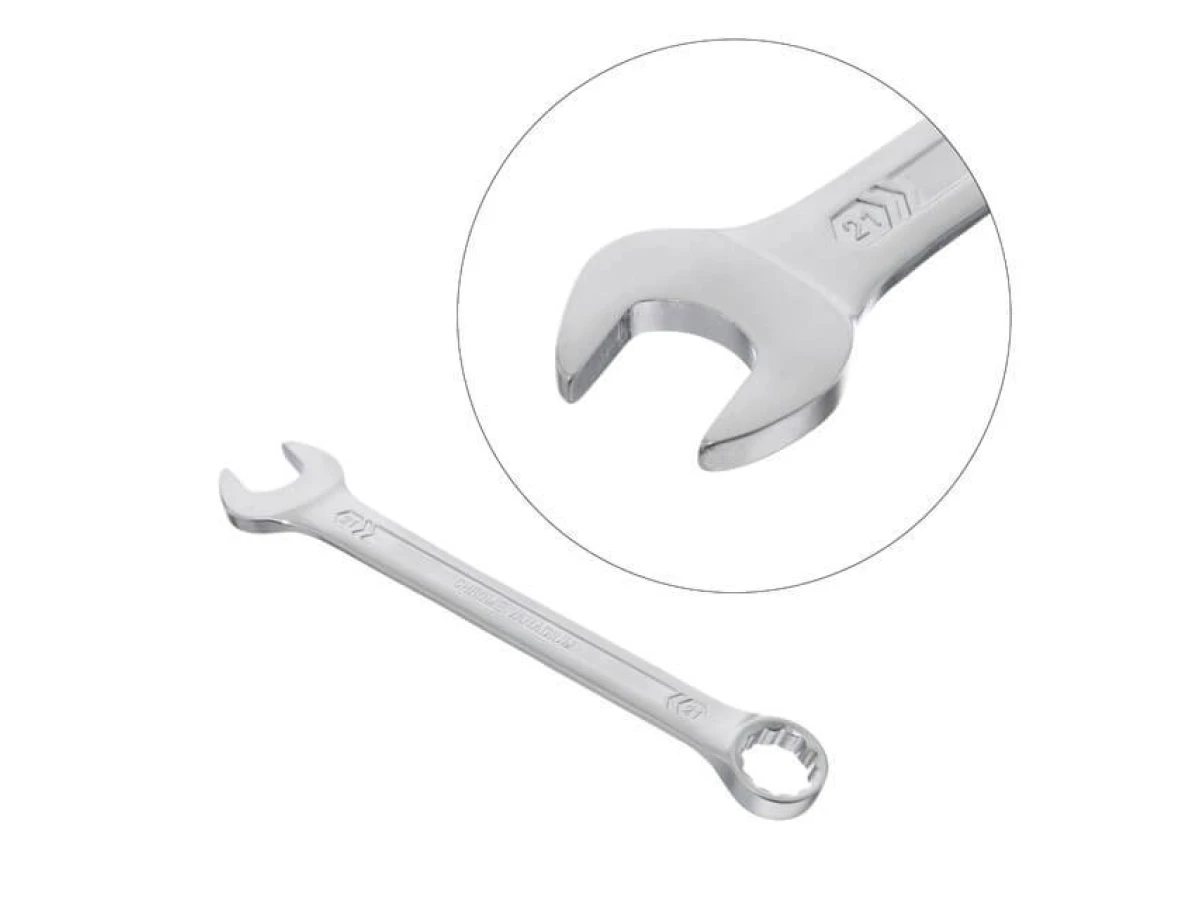 Ключ комбінований 21 мм, CrV, покриття Сатин-хром PROF DIN3113 INTERTOOL XT-1021 