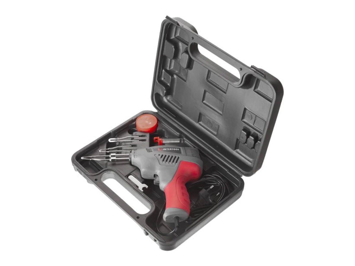 Паяльник імпульсний з трансформатором 200 Вт, 230 В, 3-режиму, з комплектом насадок INTERTOOL RT-2003 