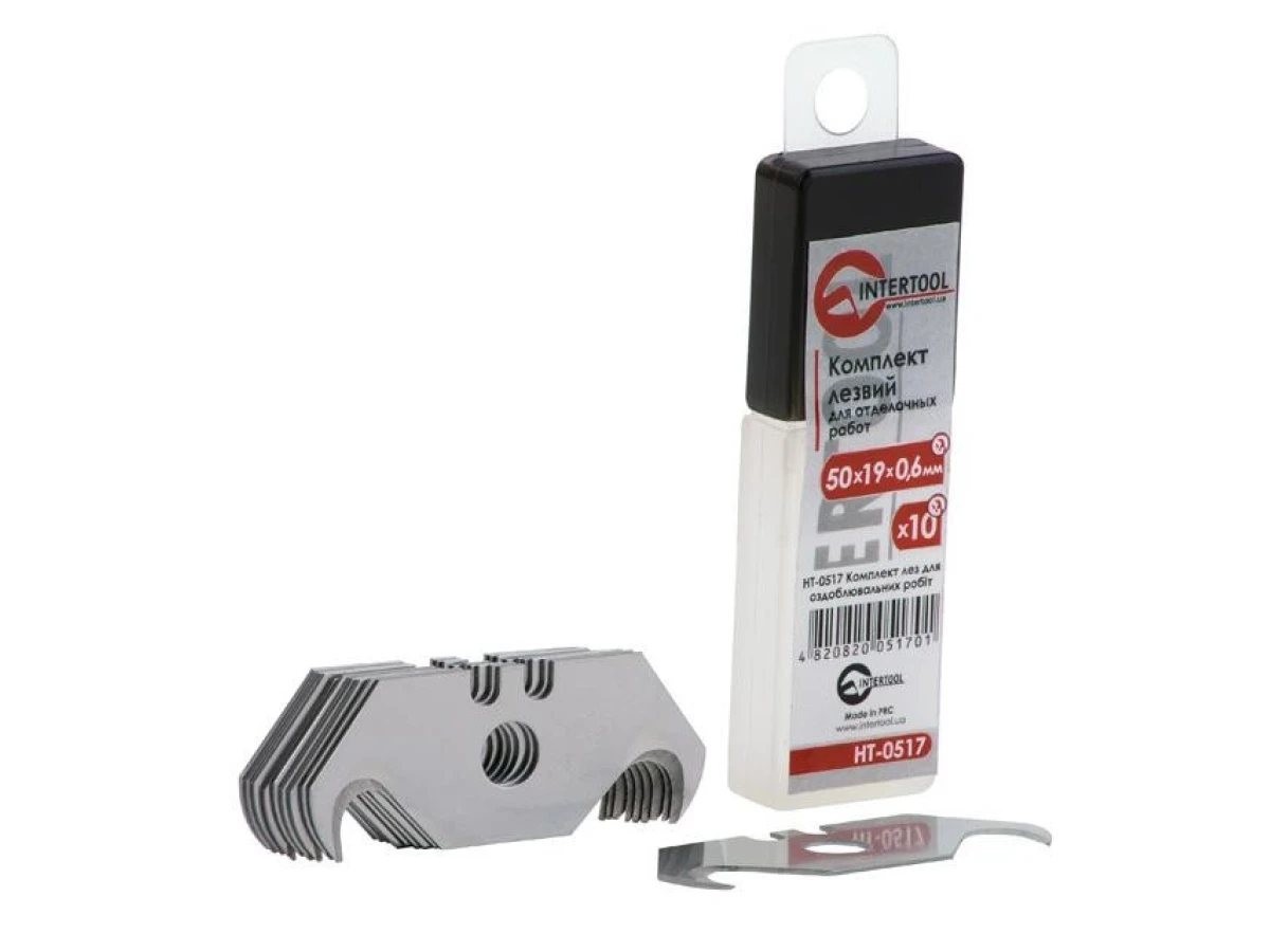 Комплект лез HOOK для оздоблювальних робіт в пластиковій коробці, 10 шт  INTERTOOL HT-0517 