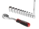 Набір головок 1/4" 4-13 мм, подовжувач, рукоятка з храповим механізмом 72 зубця, 12 од., Cr-V STORM INTERTOOL ET-8012 