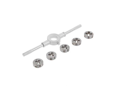 Набор плашек с держателем 6 ед. (M4, M5, M6, M8, M10) INTERTOOL SD-8019