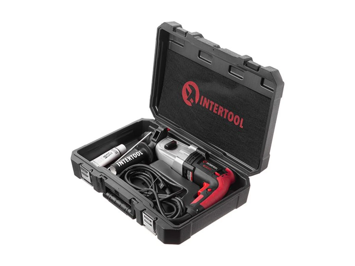 Перфоратор 1000 Вт, 3.2 Дж, 0-1300 об/мин, 0-5100 уд/мин, 3 режима, металлический корпус редуктора INTERTOOL WT-0172 