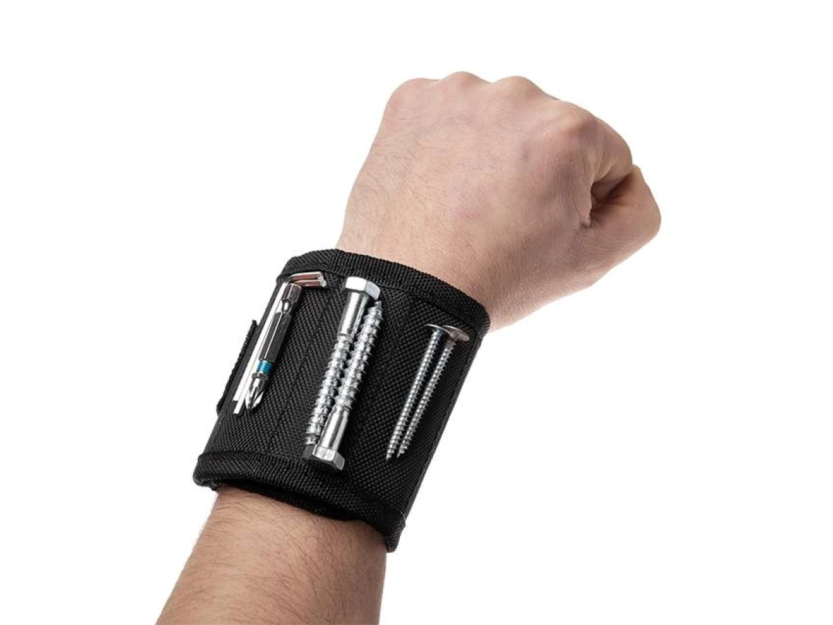 Браслет магнітний будівельний 360×90 мм, 10 магнітів, балістичний нейлон 1680D INTERTOOL SP-1002 