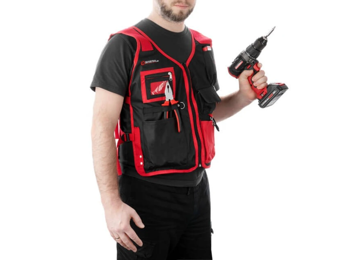 Жилет слюсарно-будівельний, 7 кишень, поліестер INTERTOOL SP-1001 