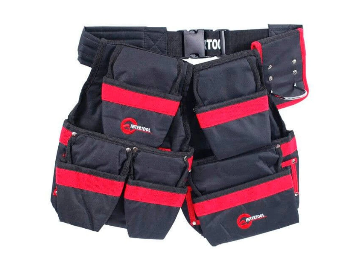 Сумка поясная слесарно-строительная, 18 карманов, полиэстер INTERTOOL SP-1011 