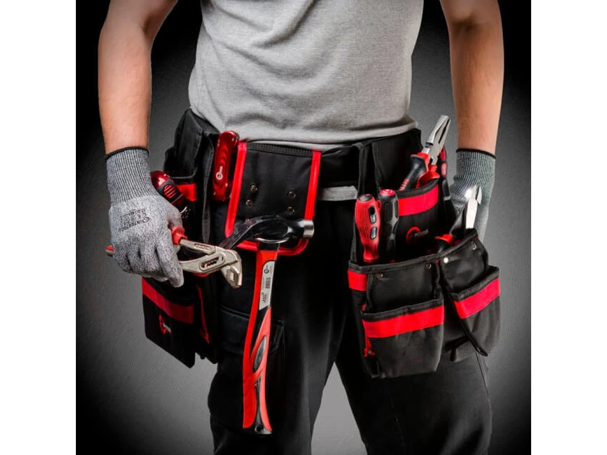 Сумка поясная слесарно-строительная, 18 карманов, полиэстер INTERTOOL SP-1011 