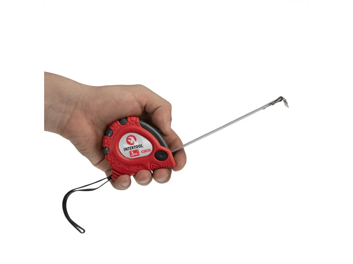 Рулетка з металевим полотном 3м x 16мм "Супер Магніт" блістер INTERTOOL MT-0303 