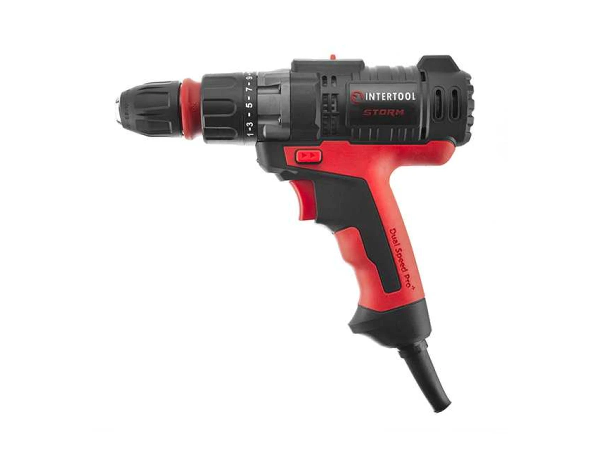 Дриль-шурупокрут електричний 420 Вт, 0-500/0-1800 об/хв., 0.8-10 мм, макс. 20 Nм, знімний патрон INTERTOOL WT-0110 