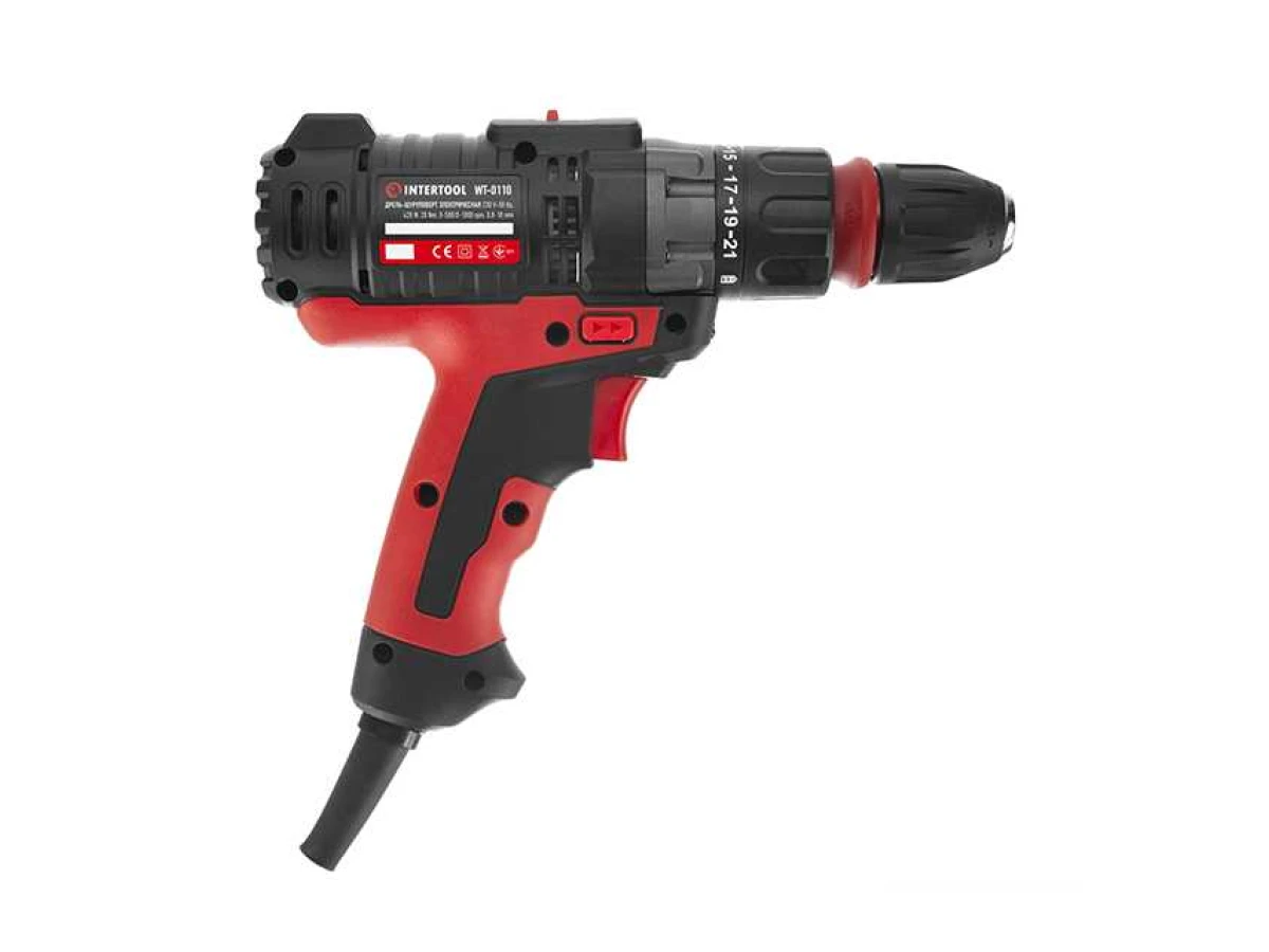 Дриль-шурупокрут електричний 420 Вт, 0-500/0-1800 об/хв., 0.8-10 мм, макс. 20 Nм, знімний патрон INTERTOOL WT-0110 