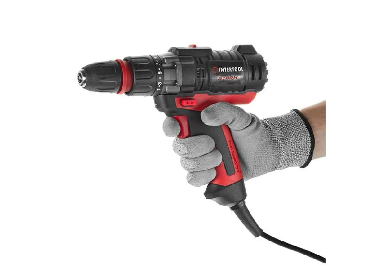 Дриль-шурупокрут електричний 420 Вт, 0-500/0-1800 об/хв., 0.8-10 мм, макс. 20 Nм, знімний патрон INTERTOOL WT-0110 