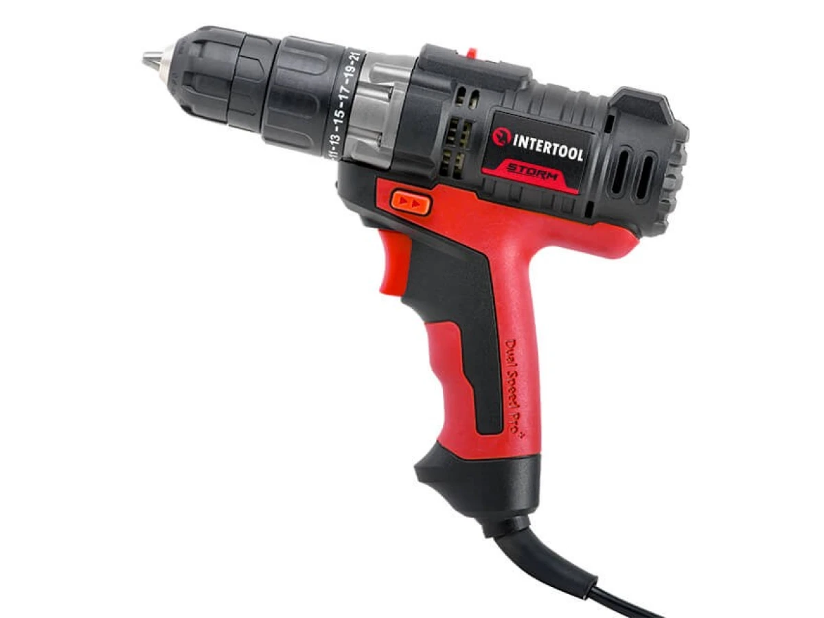 Дриль-шурупокрут електричний 420 Вт, 0-500/0-1800 об/хв., 0.8-10 мм, макс. крутний момент 20 Нм INTERTOOL WT-0104 