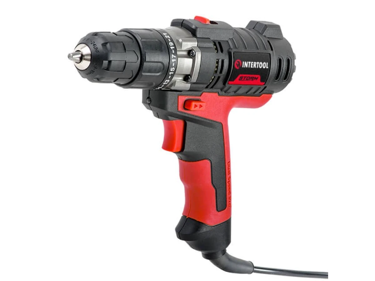 Дриль-шурупокрут електричний 420 Вт, 0-500/0-1800 об/хв., 0.8-10 мм, макс. крутний момент 20 Нм INTERTOOL WT-0104 